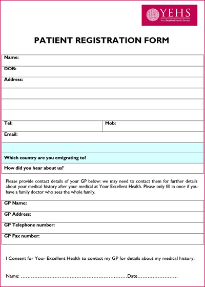 Visa Patient Registration Form